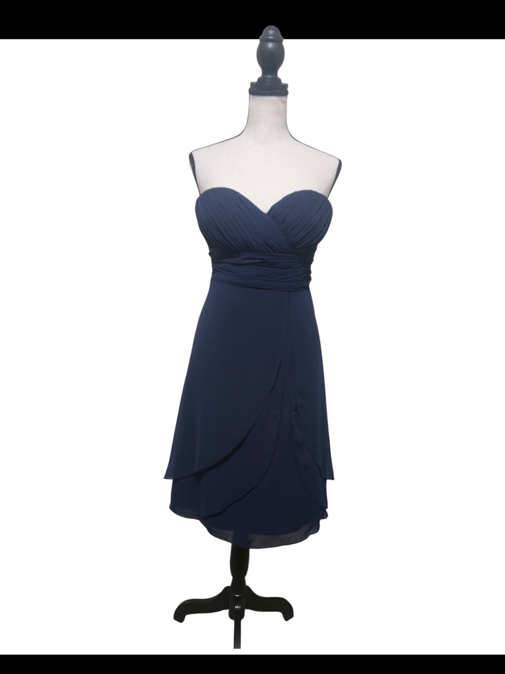 Bill Levkoff Navy Chiffon Sleeveless Tulip Dress Wedding Cocktail Formal Size 10